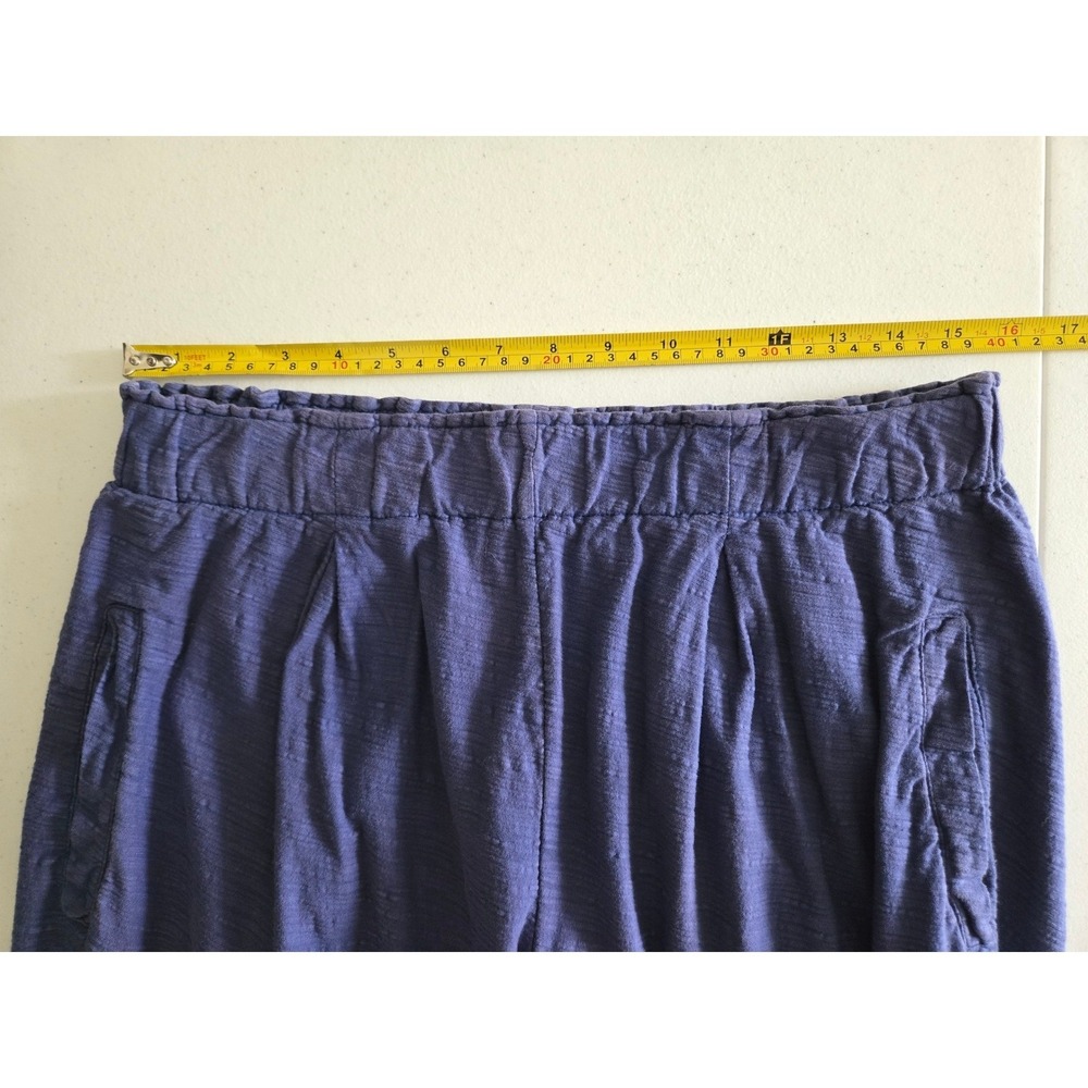 Iridium Womens M Blue 100% Cotton Wide Leg Cropped Pants Pleated Art To Wear - Picture 6 of 9